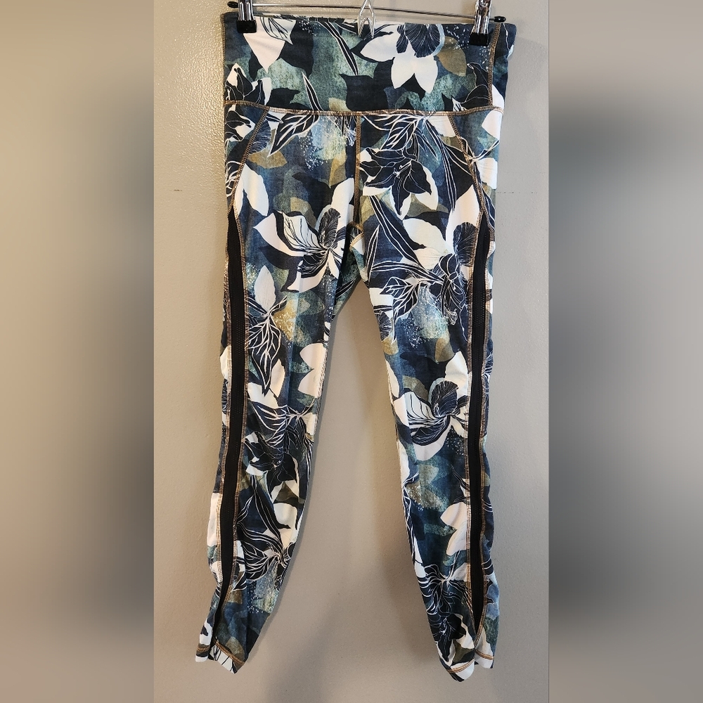 Athleta Floral Pants with Mesh Siding